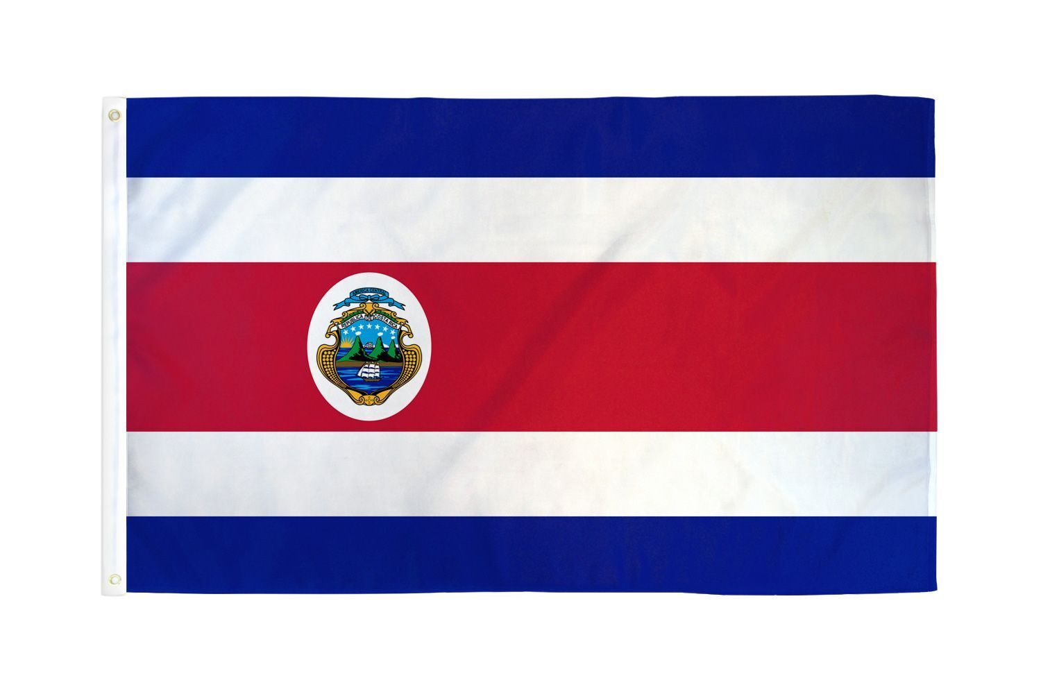 Huge 3' x 5' High Quality Costa Rica Flag with Crest - Free USA Shipping