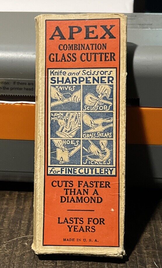 Vintage Apex 1940’s Combo Glass Cutter, Knife & Scissors Sharpener