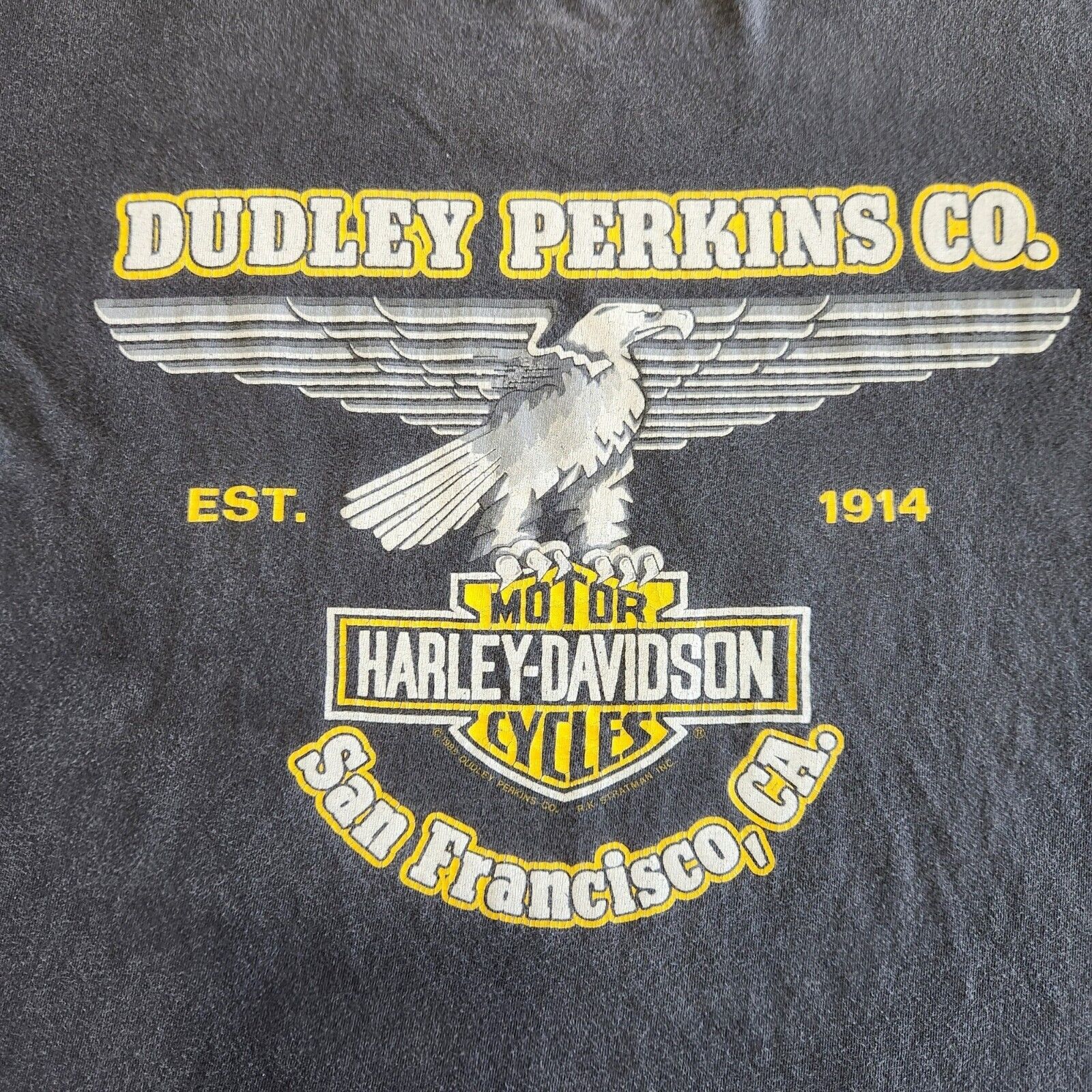 VTG 1989 Harley Davidson San Francisco Dudley Perkins T-shirt Single Stitch XXL
