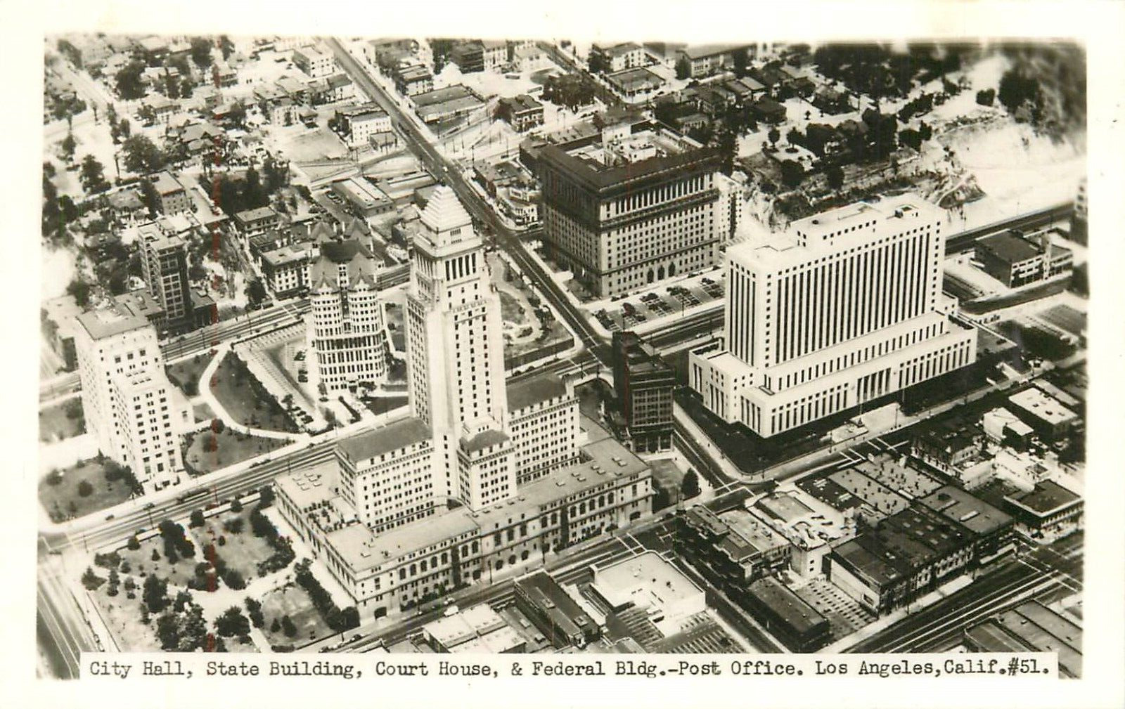 c1940 Government Buildings, Los Angeles, California, Real Photo Postcard/RPPC