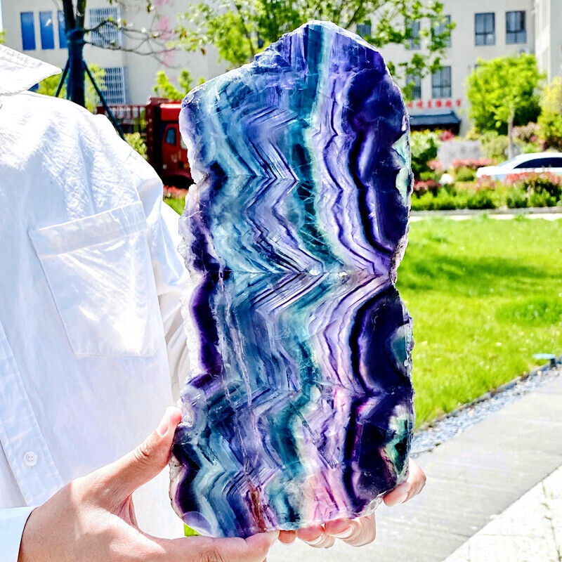 5.56LB Natural colored fluorite slice quartz crystal flake mineral specimen