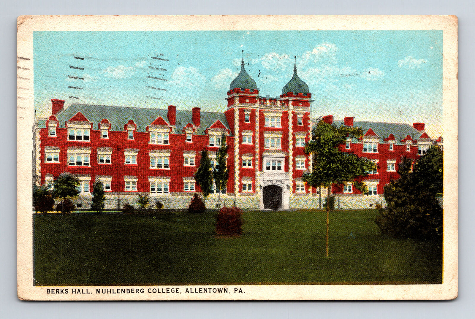 1923 Muhlenberg College Berks Hall Allentown Pennsylvania PA Postcard
