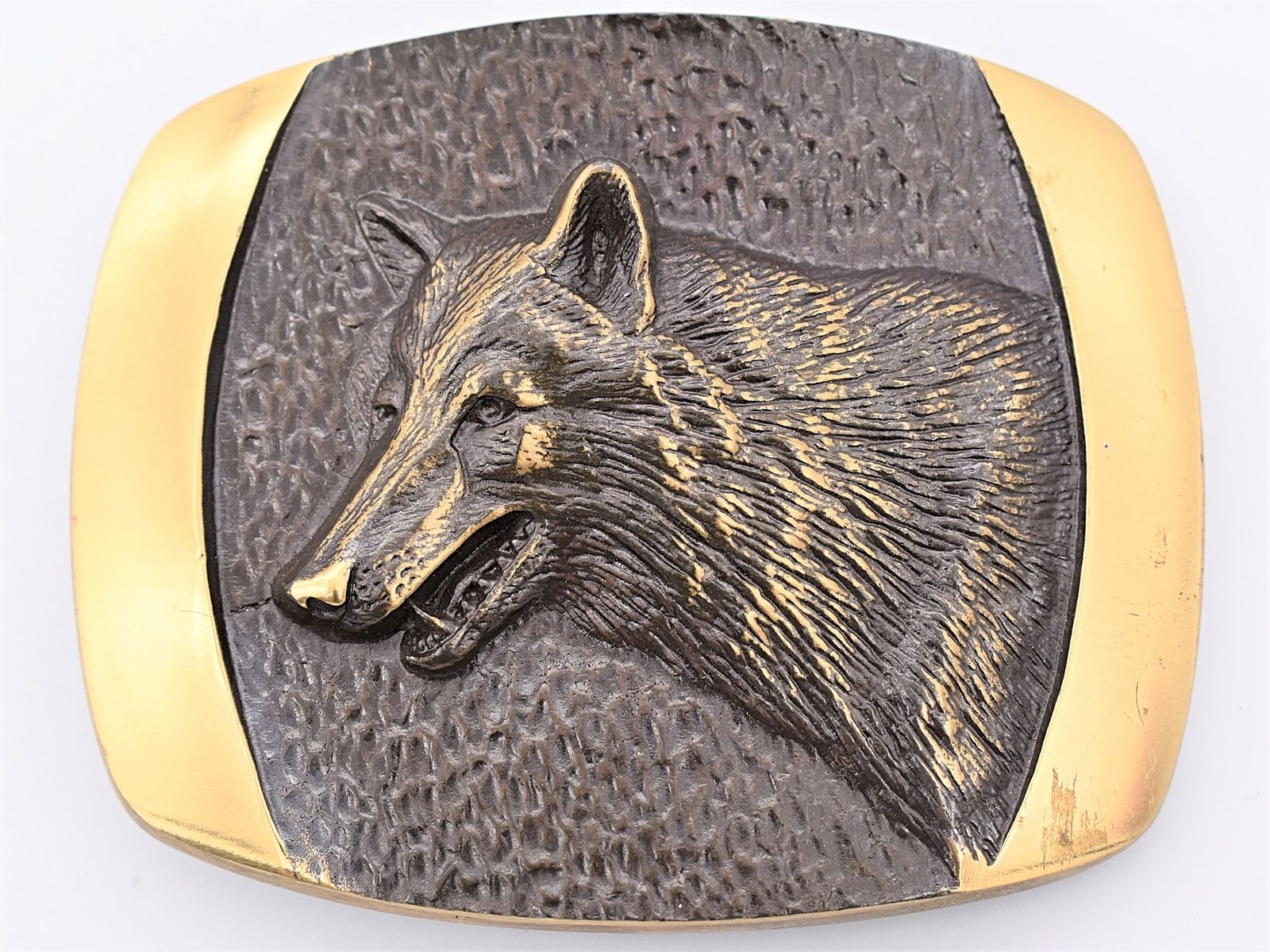 Solid Bronze Wolf Steven S.L. Knight Vintage Belt Buckle