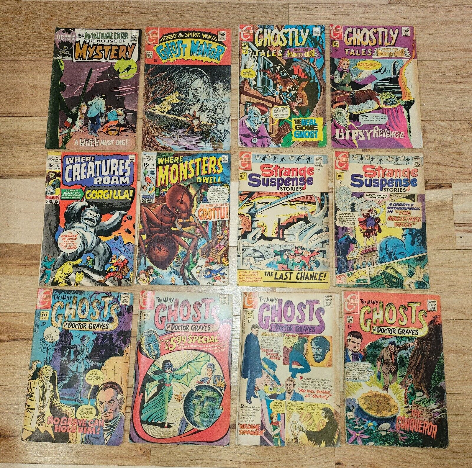12 issues 1960s-70s Horror Charlton Comics + Marvel 3 & 5 + D C House of Mystery