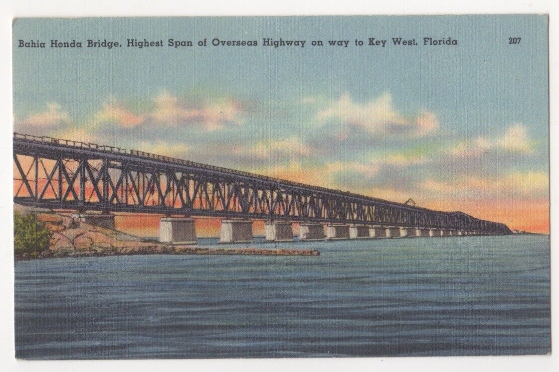 Overseas Highway, Florida c1940\'s Bahia Honda Bridge on way to Key West