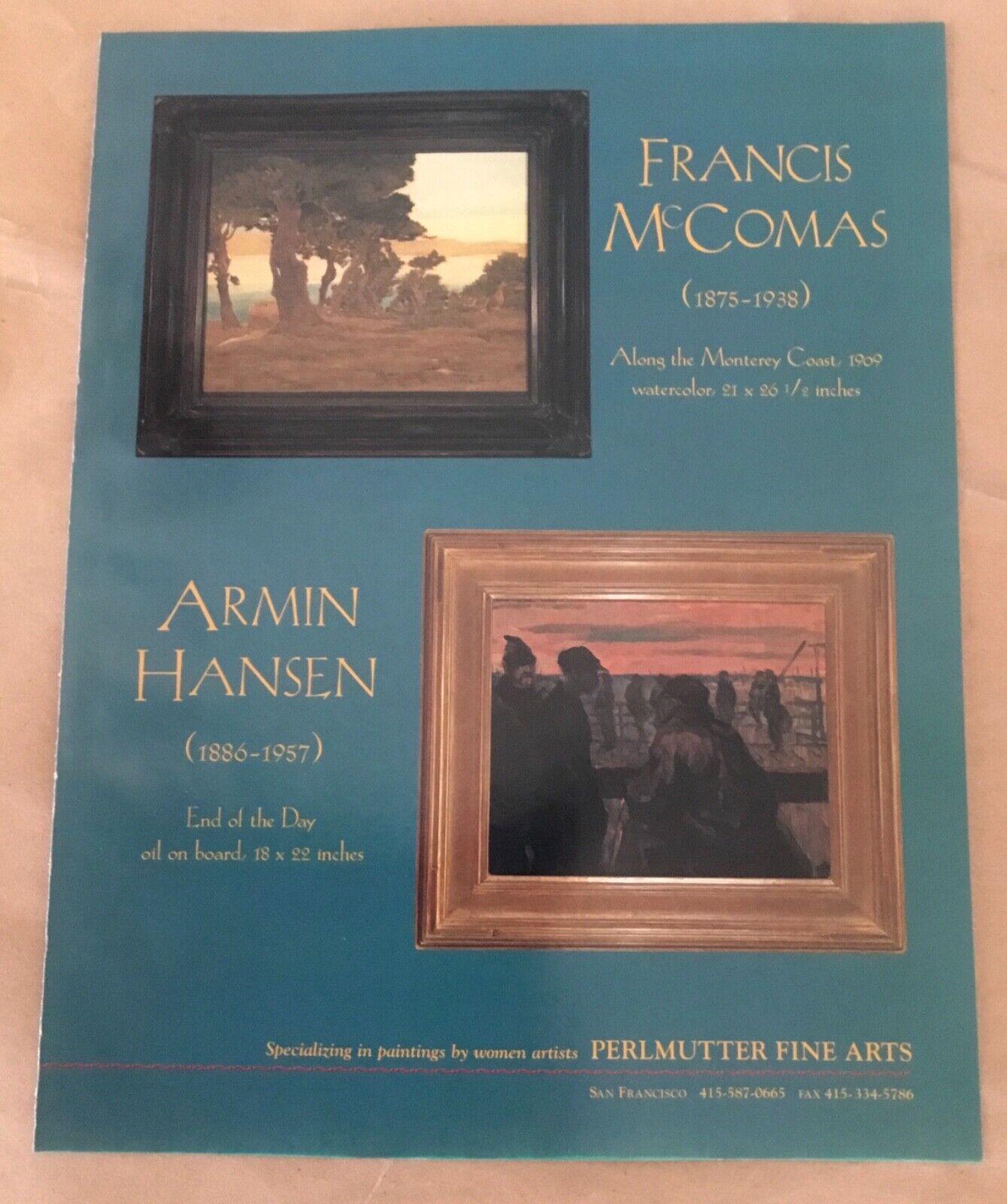 Francis McComas Armin Hansen gallery exhibition ad 1997 vntge art magazine print