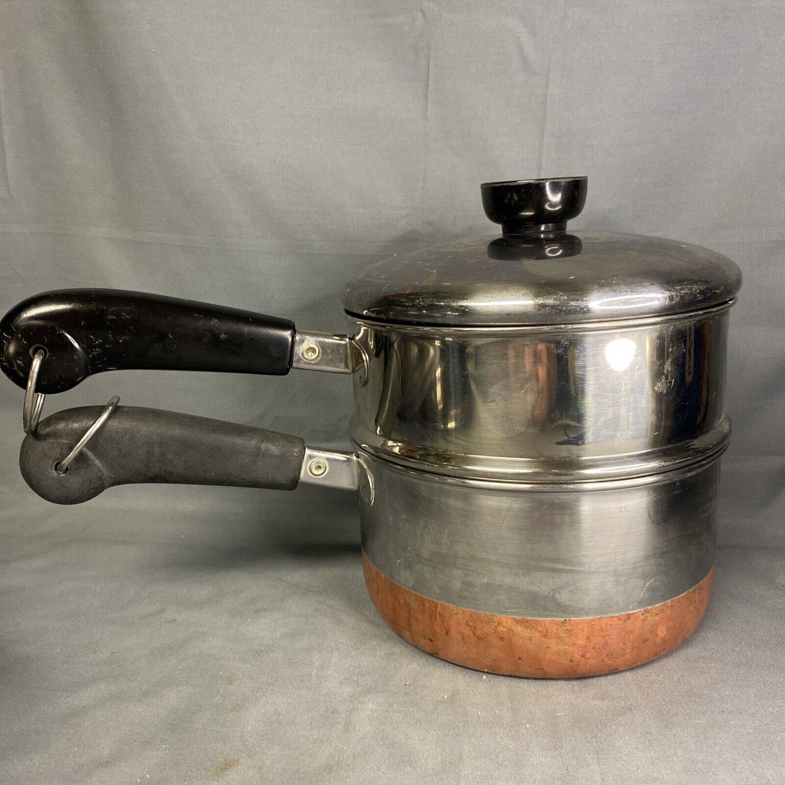 Vintage Revere Ware 1801  1.5 Qt Quart  Sauce Pan Pot with lid Steamer Basket
