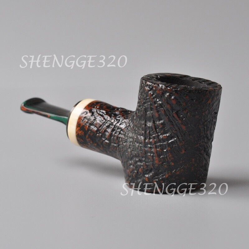 Briar Wooden Tobacco Pipe Stubby Poker Cherrywood Carved Surface Cumberland Stem