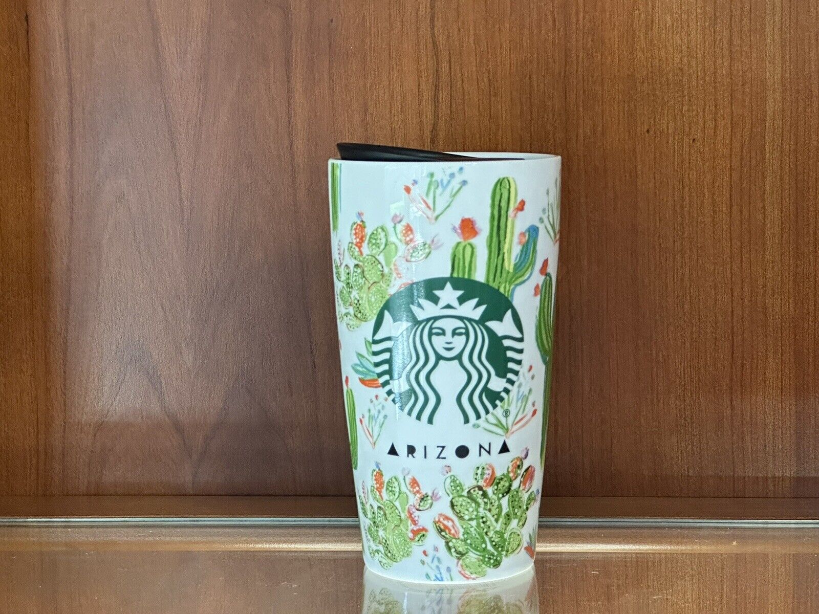 Starbucks Arizona Cactus Travel Mug 12 oz Double Wall Ceramic Tumbler