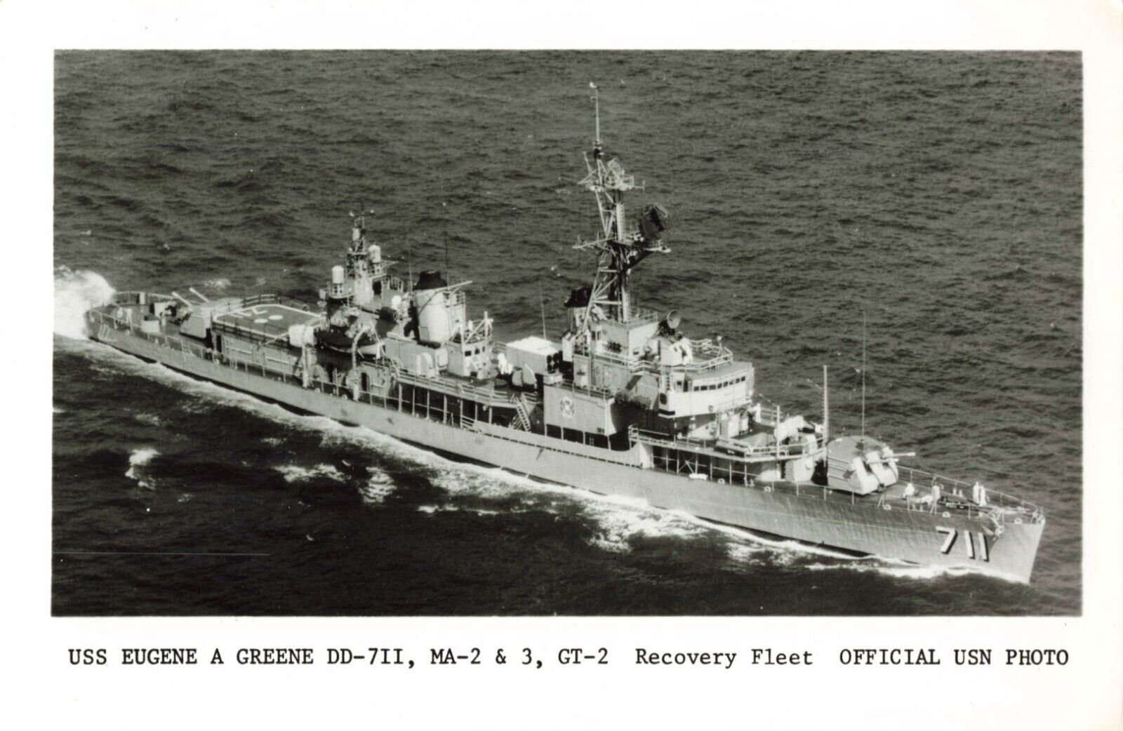 Photo USS Eugene A Greene DD-711 MA-2 MA-3 GT-2 Recovery Fleet Official US Navy