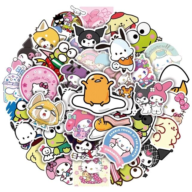 10pcs Sanrio Inspired Stickers Keroppi Hello Kitty Gudetama Pompompurin Melody