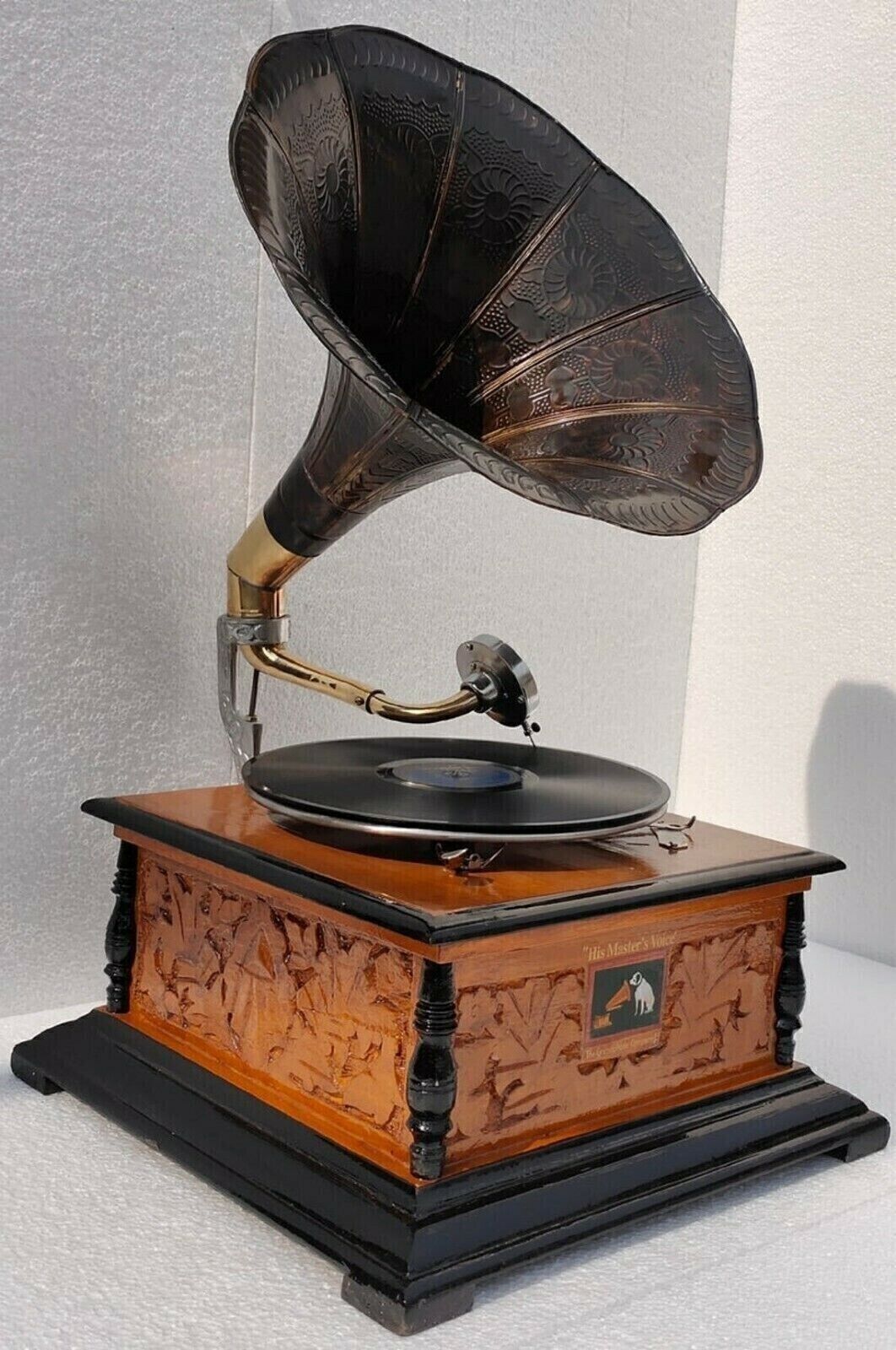 Vintage HMV Gramophone Phonograph Working Antique Audio - Wind-Up Record Player