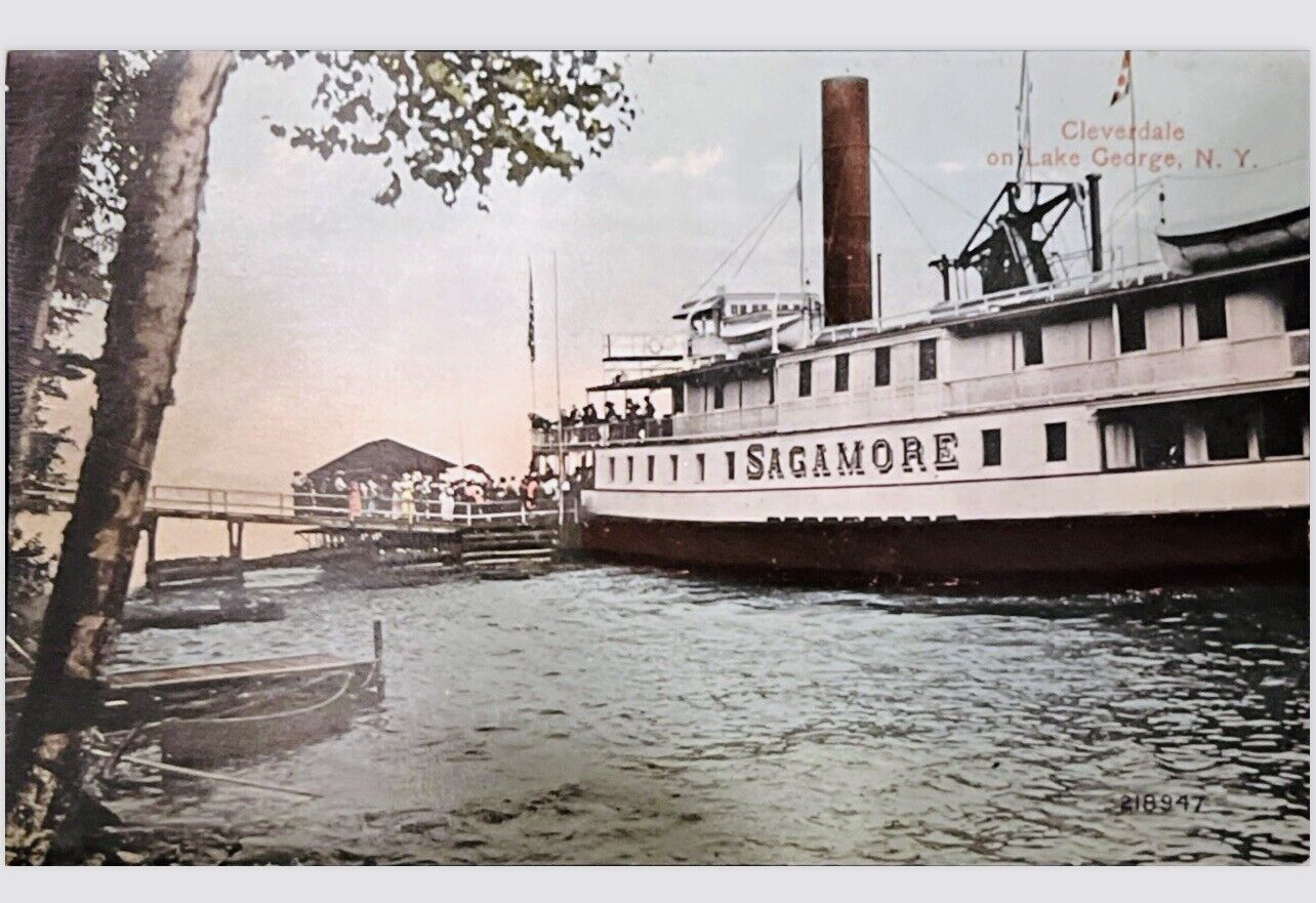 SAGAMORE Steamship Lake George Steamboat Company  People Boarding POSTCARD