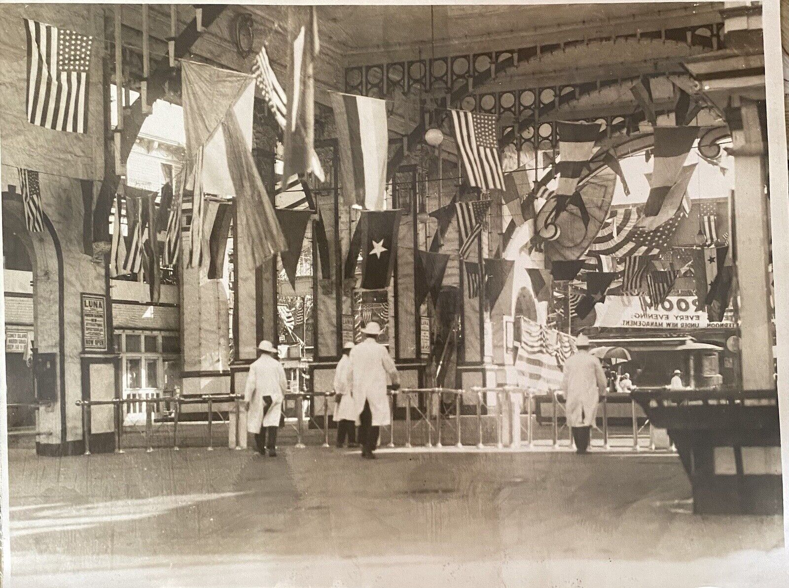 One Large Early Coney Island /Luna Photo On Cloth 10 1/4”x13 1/4”