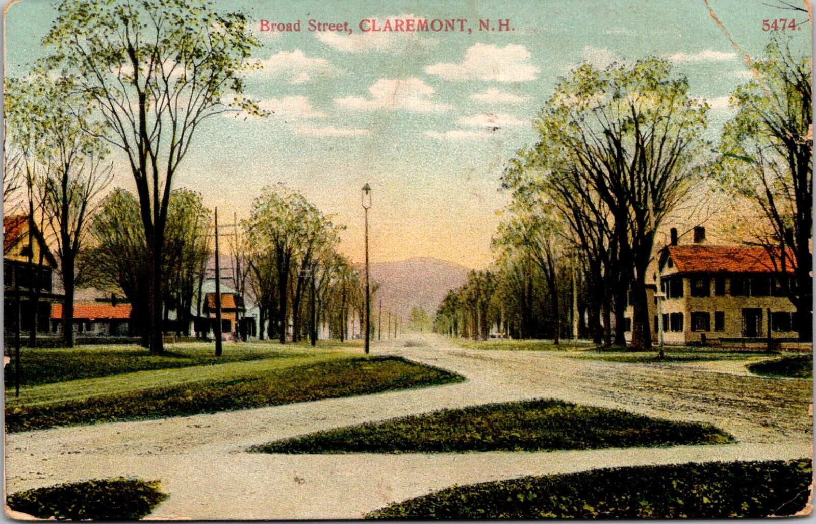 Clairmont New Hampshire NH Broad Street View Houses Homes c1910s  Postcard A70