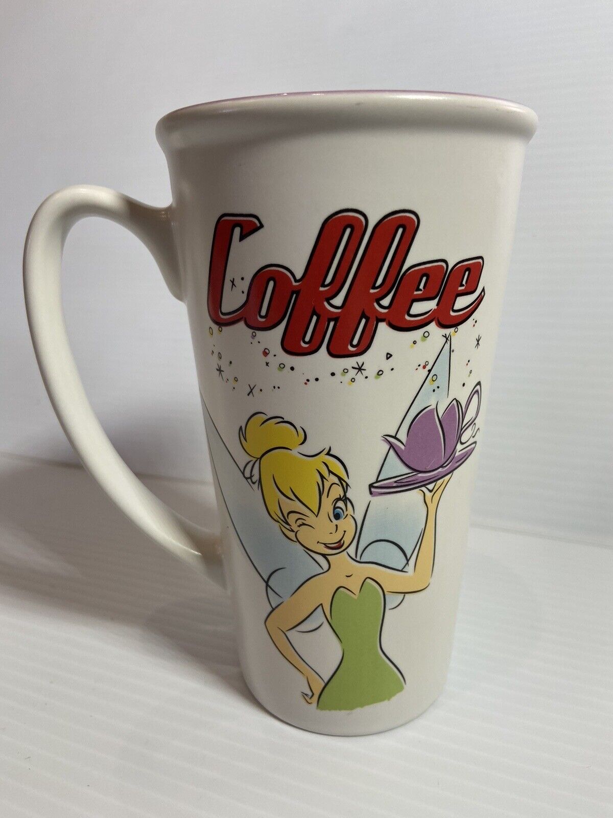 Vintage Disney Store Tinker Bell Tink Fairies Tall Latte Ceramic Coffee Tea Mug