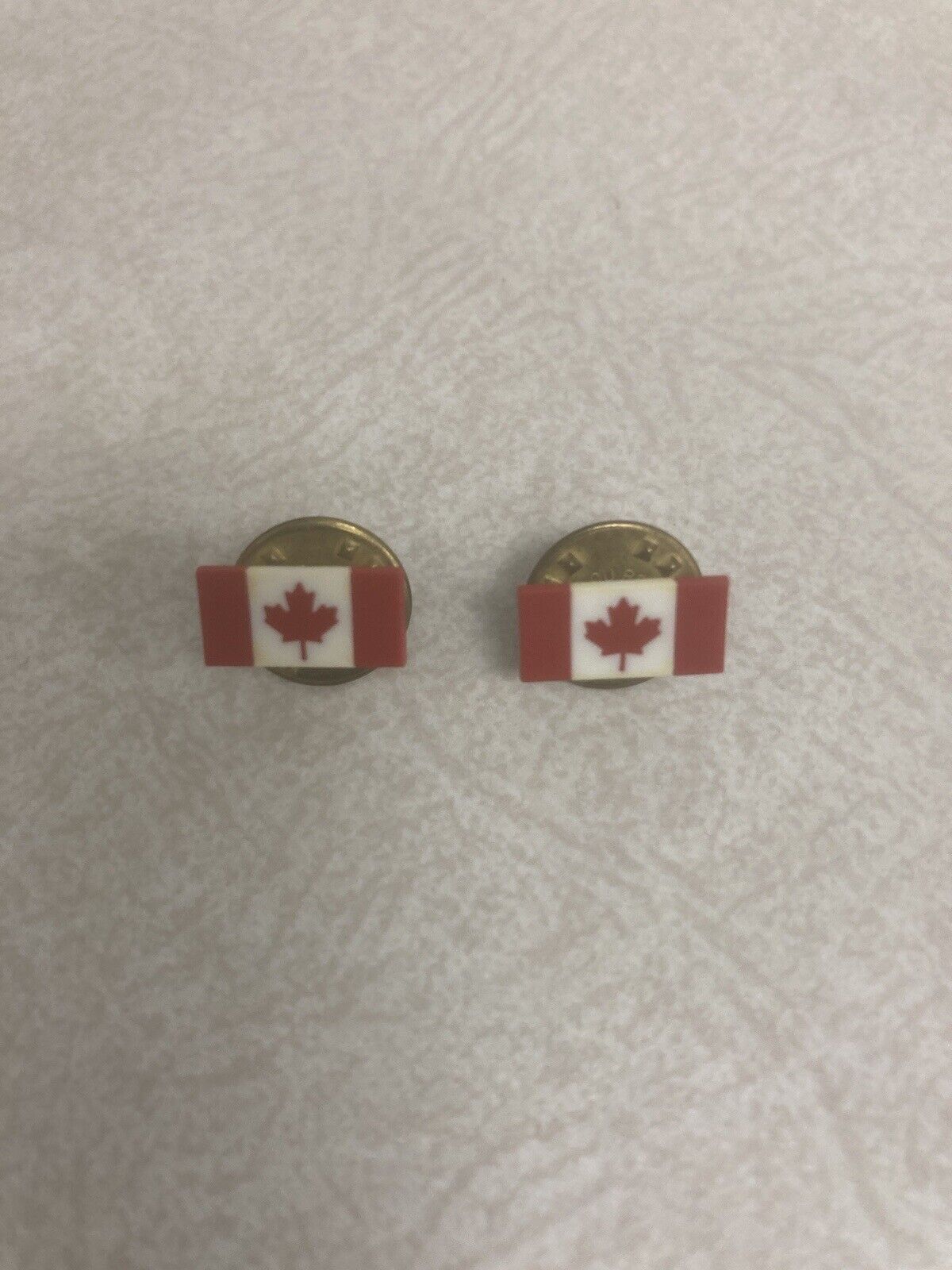 Set Of 2 - Vintage Small Canadian Flag Hat Lapel Pin Red Mapel Leaf
