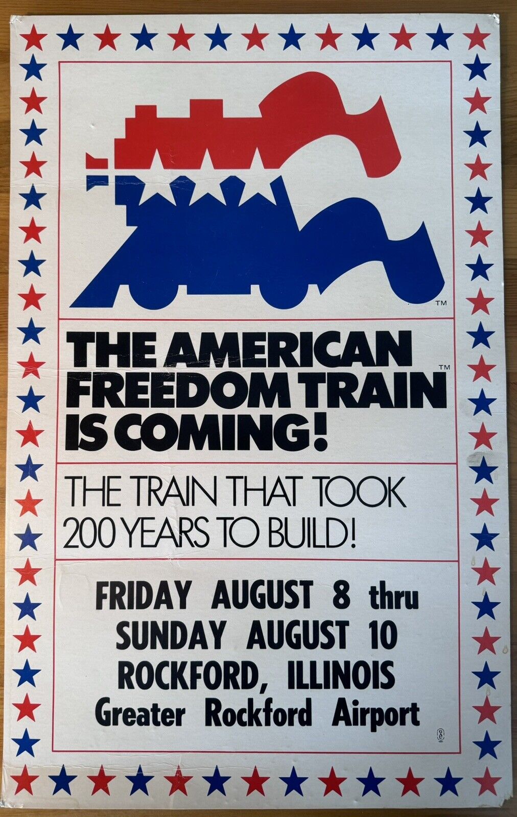 The American Freedom Train Is Coming Rockford Illinois Sign 22”x14”