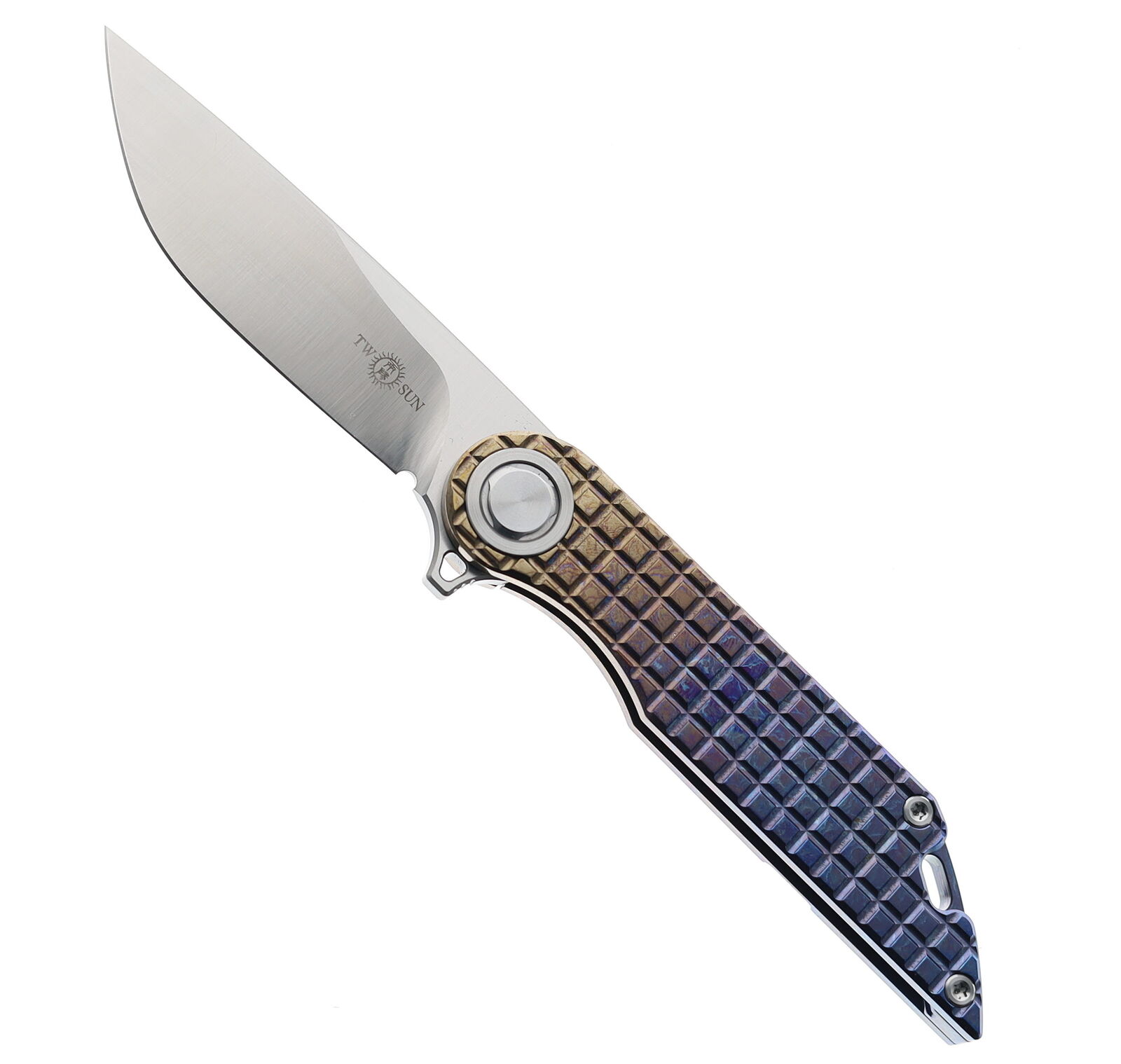 Two Sun Flipper Folding Knife Color Titanium Handle M390 Plain Edge TS308-Color