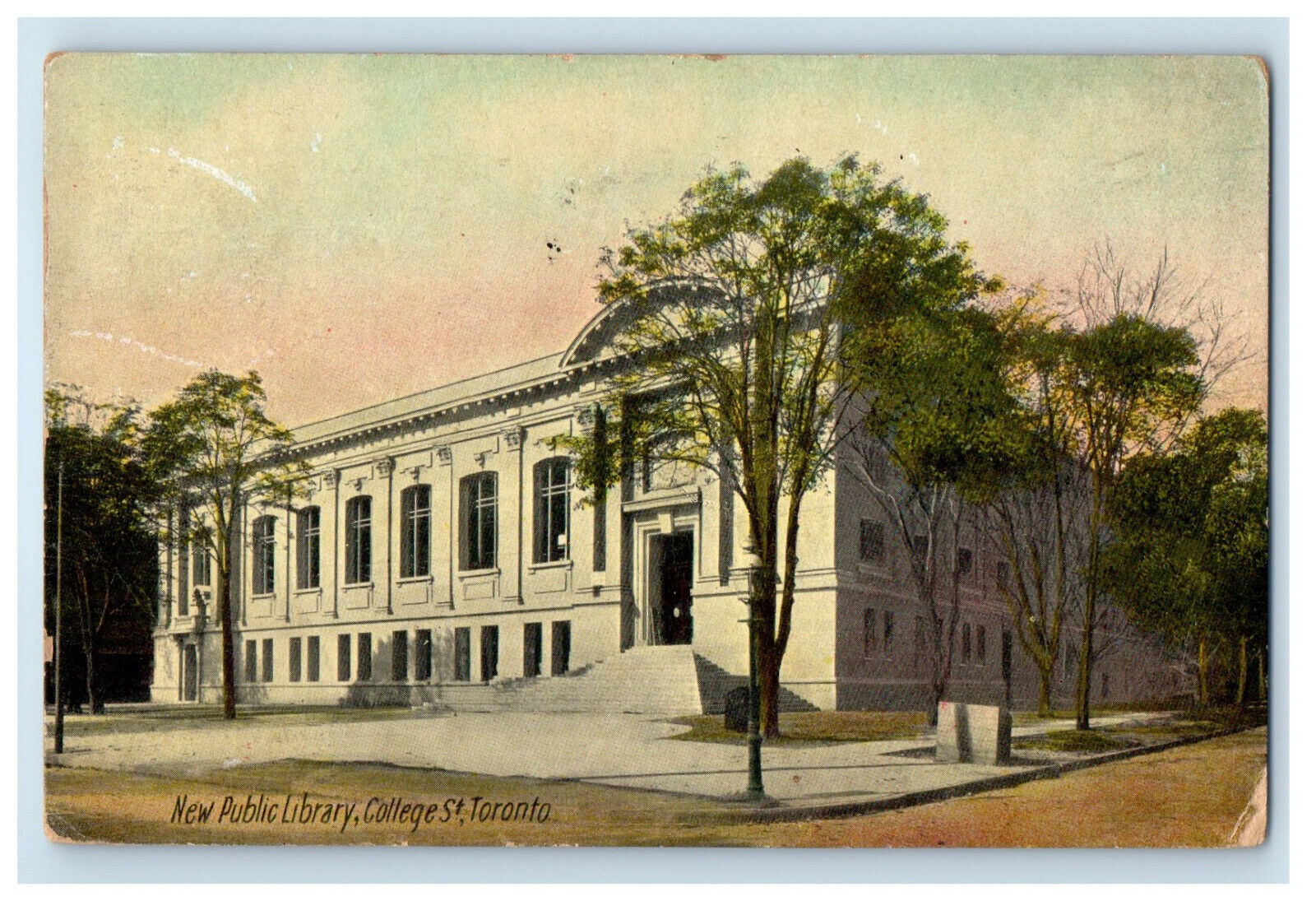 1910 New Public Library College St. Toronto Canada Antique Posted Postcard