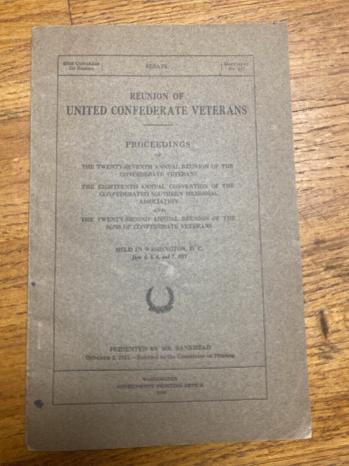 Minutes of 27th Annual Meeting United Confederate Veterans UCV 1918 Book Rare