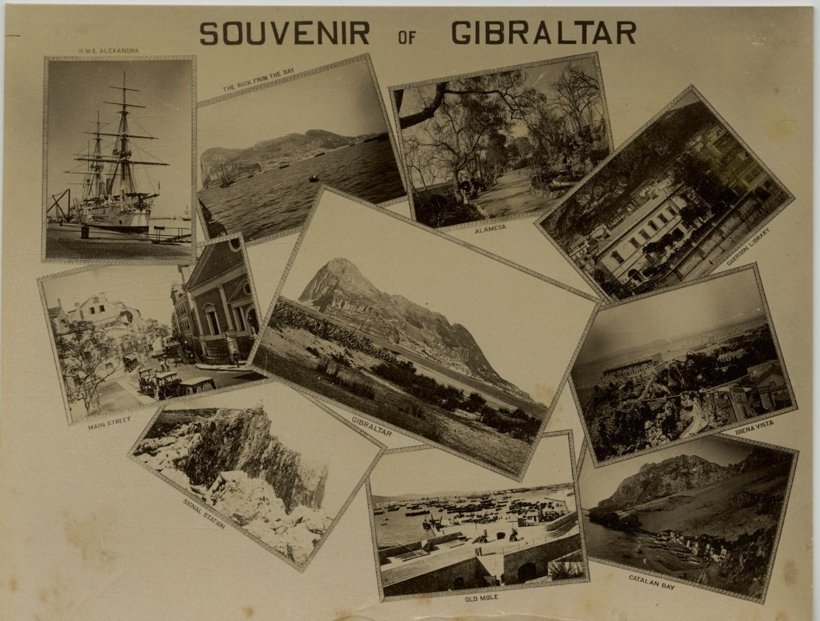 England Gibraltar Souvenir Vintage Albumen Print. 17x22 Albumin Print 