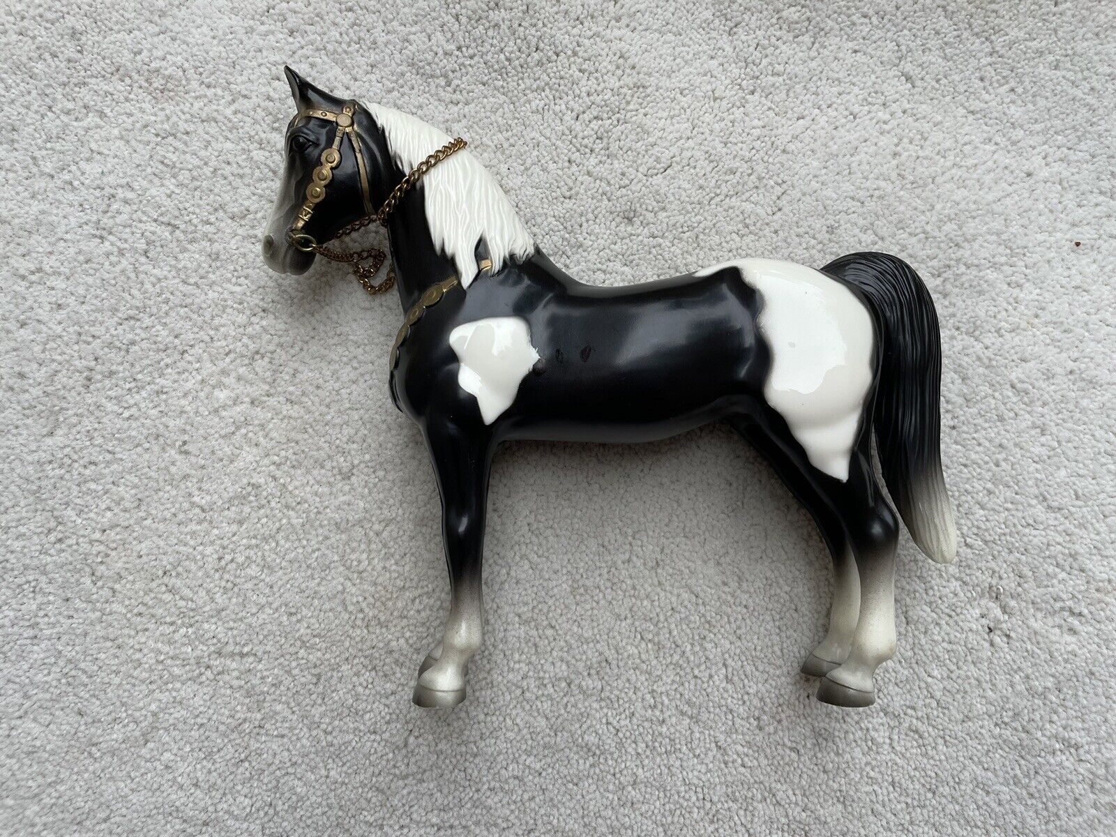 Vintage Breyer Horse #41 Matte Black Pinto Tobiano Western Pony 1970s Excellent