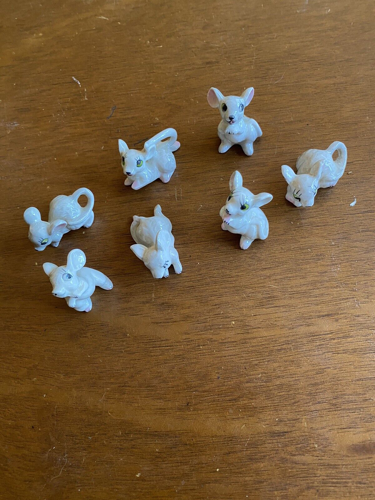Set Of 7 Vintage Miniature Bone China Mice Made In Japan