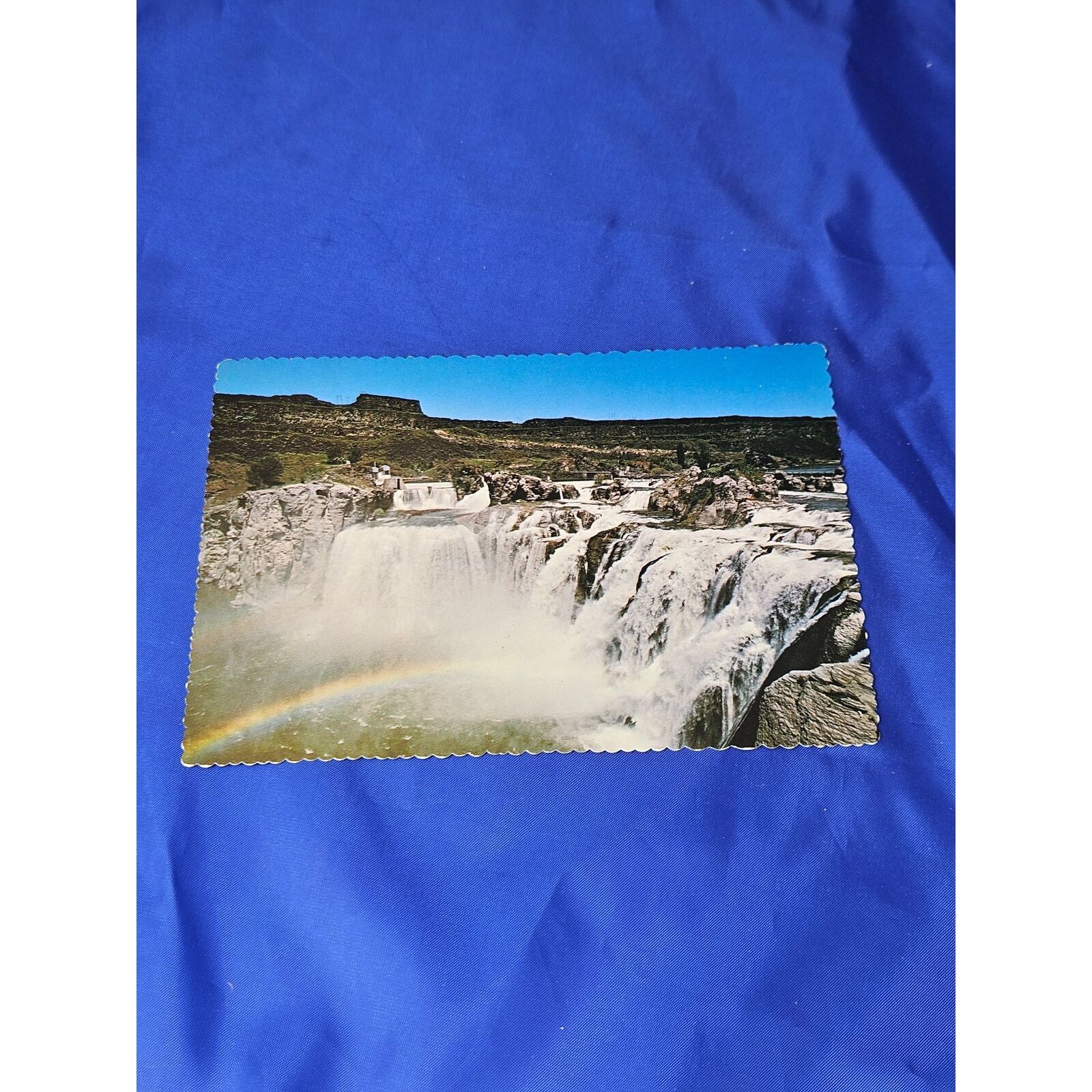 Rainbow Over Shoshone Falls Postcard Chrome Divided Scalloped Edges