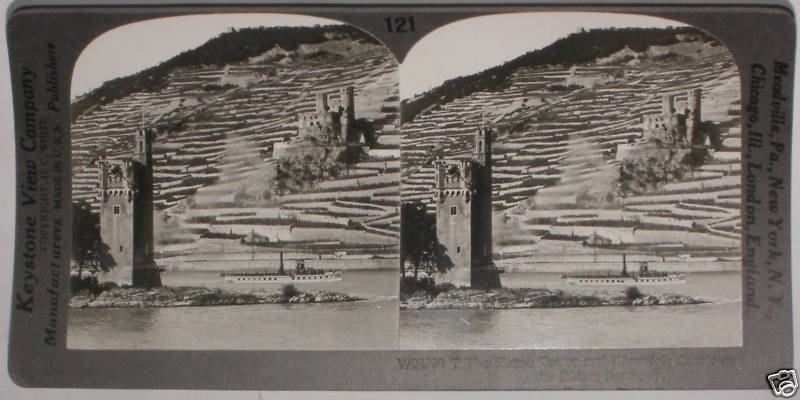 Keystone Stereoview Ehrenfels Castle on Rhine, Germany from 1920’s 400 Set #121