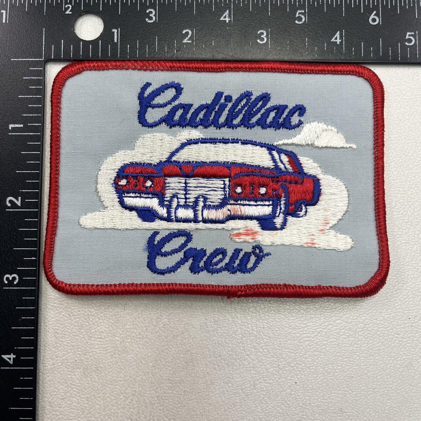 VINTAGE c 1980s (has some red staining) CADILLAC CREW Patch (red car) 39O