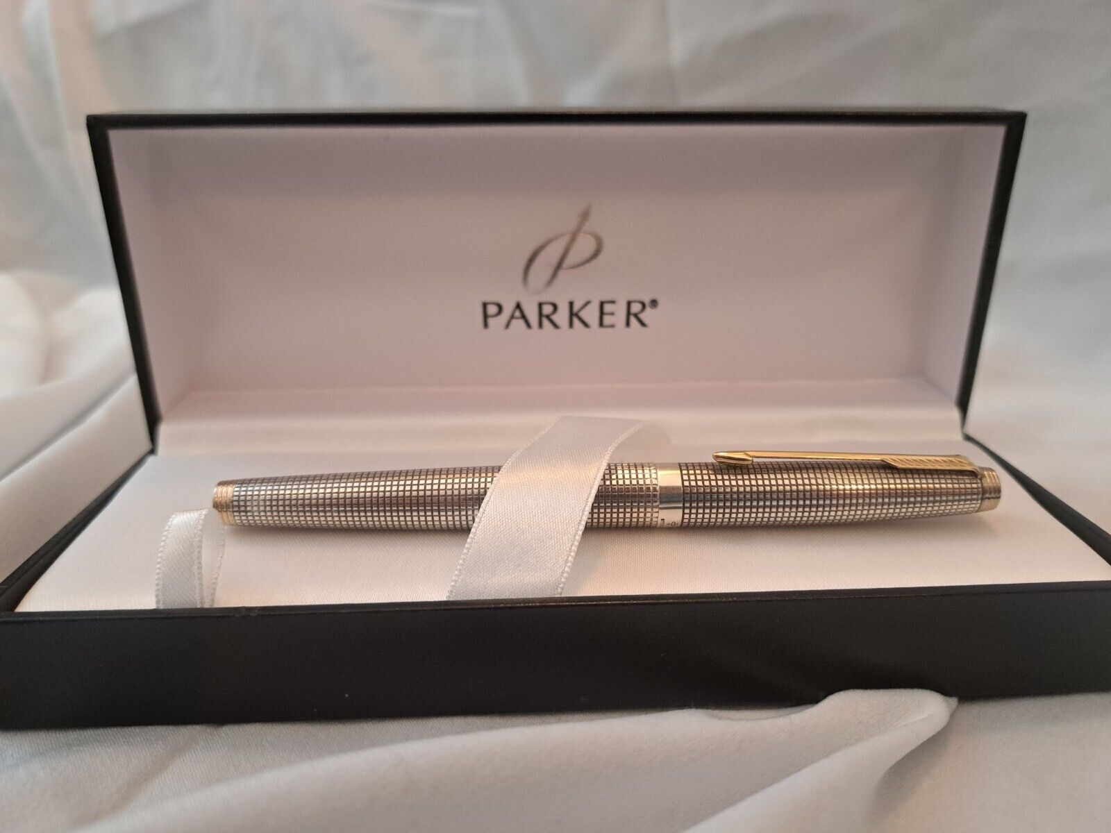 RARE Parker 75 14kt Cisele NEAR-MINT Sterling Silver Fountain Pen NEW CONVERTER 