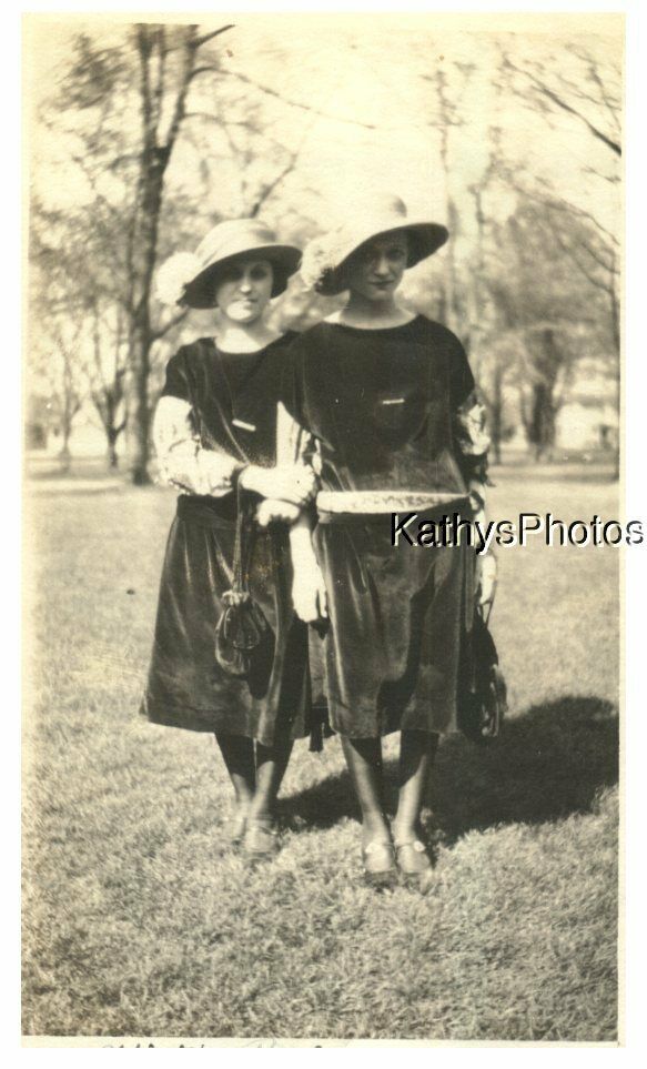 FOUND B&W PHOTO G_5328 TWO WOMEN STANDING IN A PARK