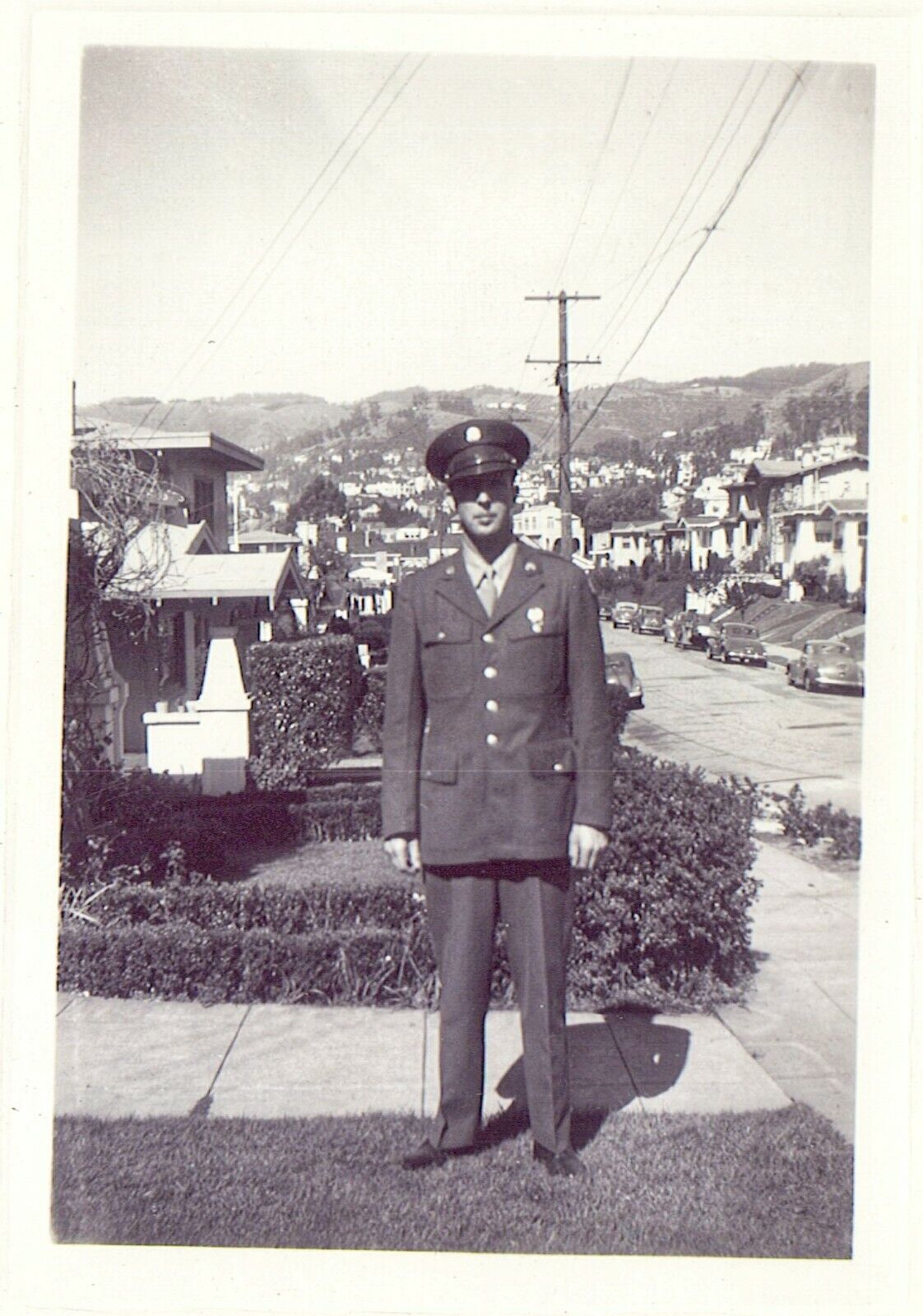 Vintage Old 1940's WWII Era Photo of Man Soldier in Uniform OAKLAND California 