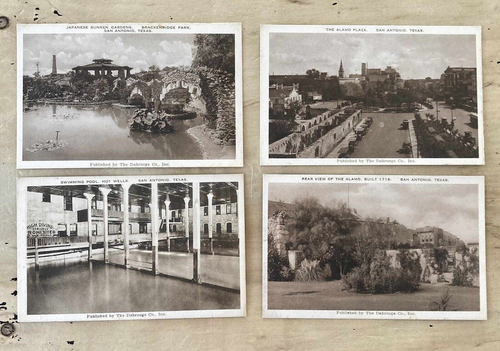 Vintage San Antonio Postcards Lot of 4 Plaza Alamo Sunken Gardens Hot B&W