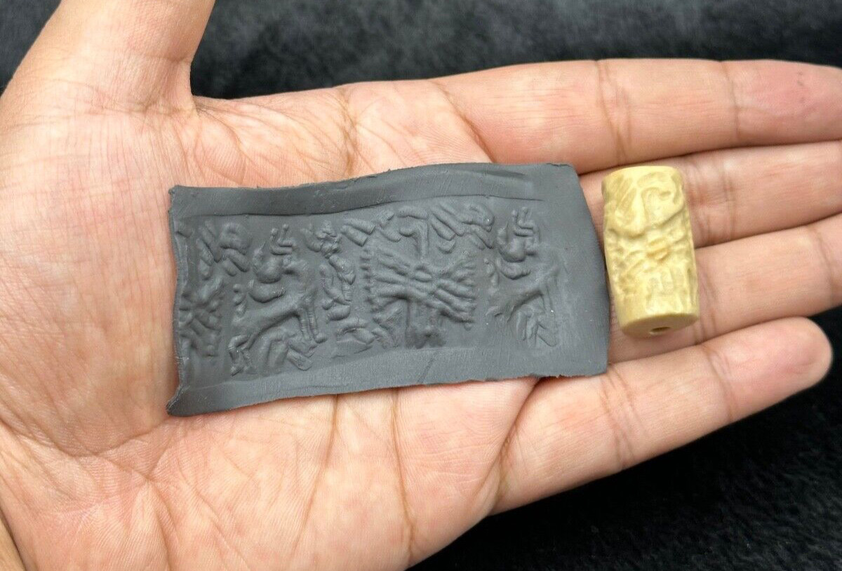 Beautiful Medieval Intaglio Unique Found Lime Stone Ancient Cylinder Seal Beads
