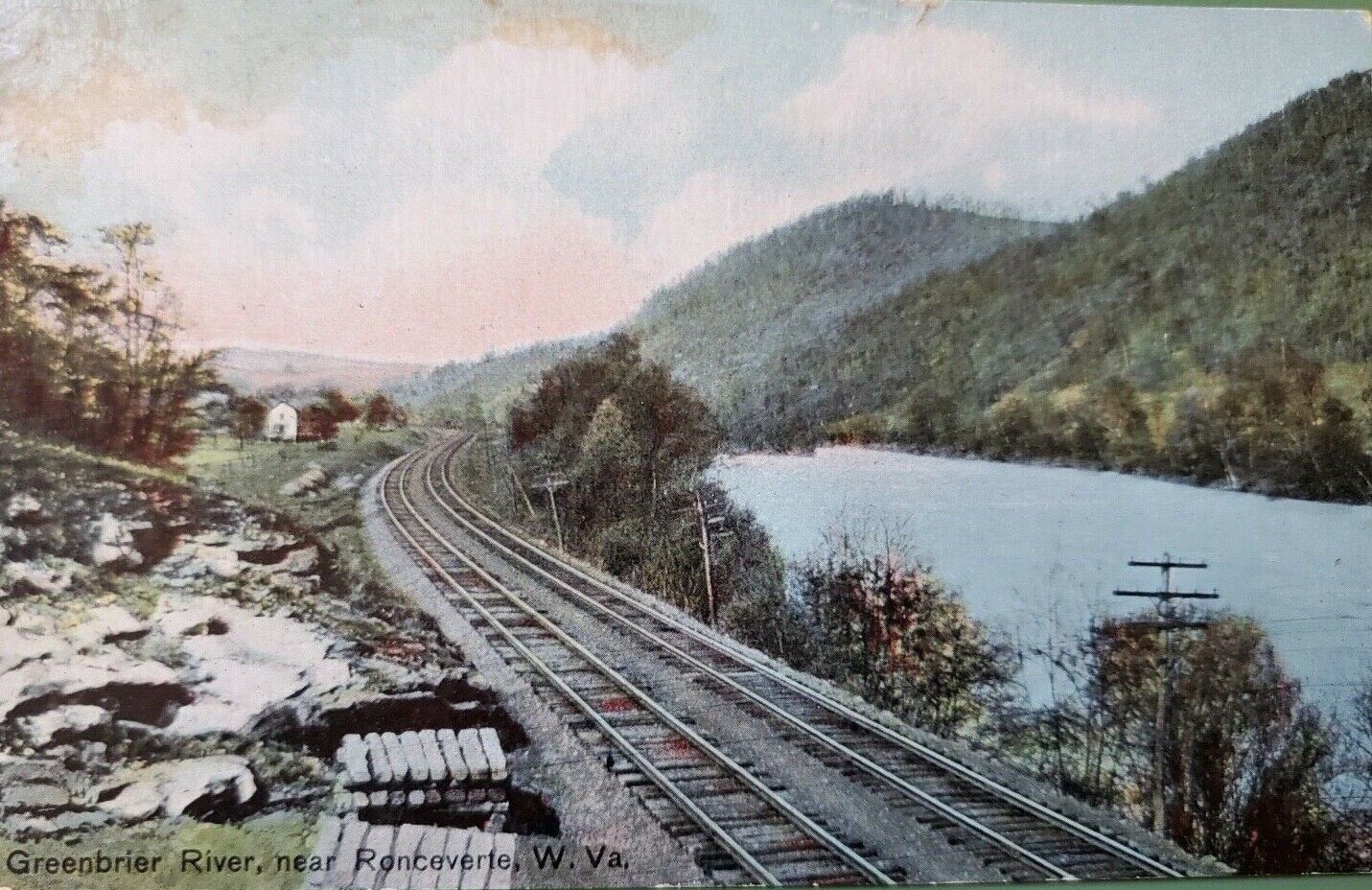 Greenbrier River near Ronceverte West Virginia Posted 1914 Vintage Postcard 