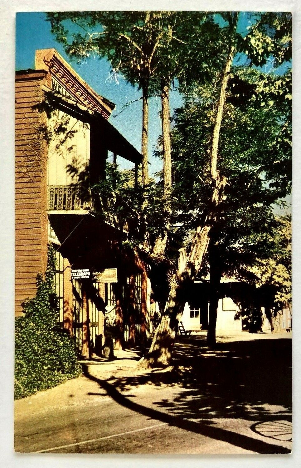 1950s Columbia California CA Mining Town Western Union Telegraph Postcard Vtg