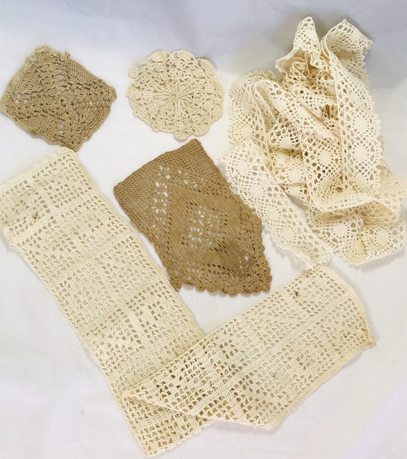 Lot Vintage Antique Crochet Work from crochet, Tatting Lace For Repurposing