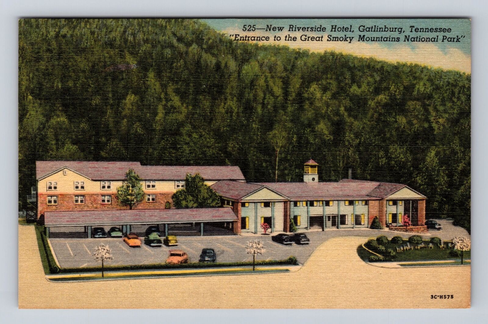 Gatlinburg TN-Tennessee, New Riverside Hotel Advertising, Vintage Postcard