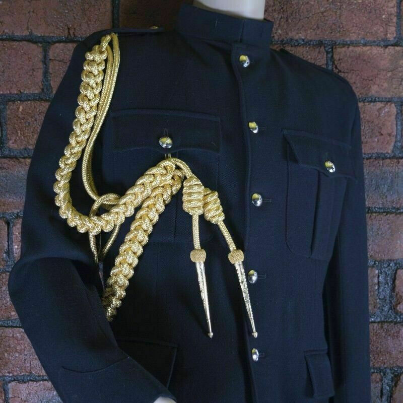 BRITISH ARMY GOLD EQUERRIES AIGUILLETTE RIGHT SHOULDER HIGH QUALITY