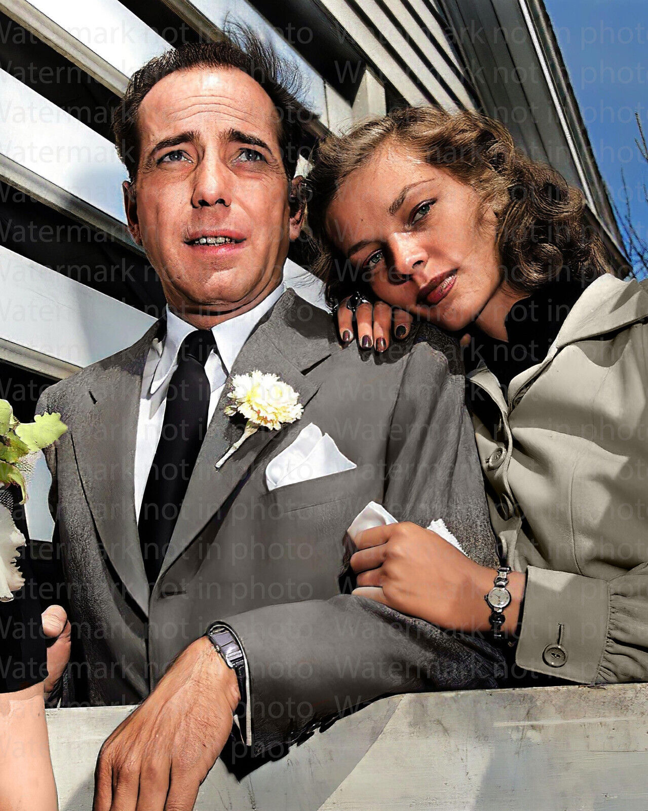 Lauren Bacall & Humphrey Bogart 8x10 RARE COLOR Photo 643