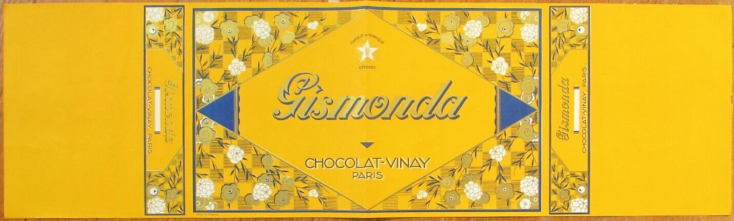 Art Deco 1920s French Chocolate Box Label. Gismonda, Chocolat-Vinay, Paris Giant