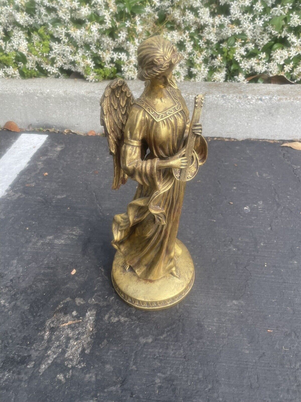 Holy Angel Viola Player Resin Sculpture Figurine W/ Gold accents