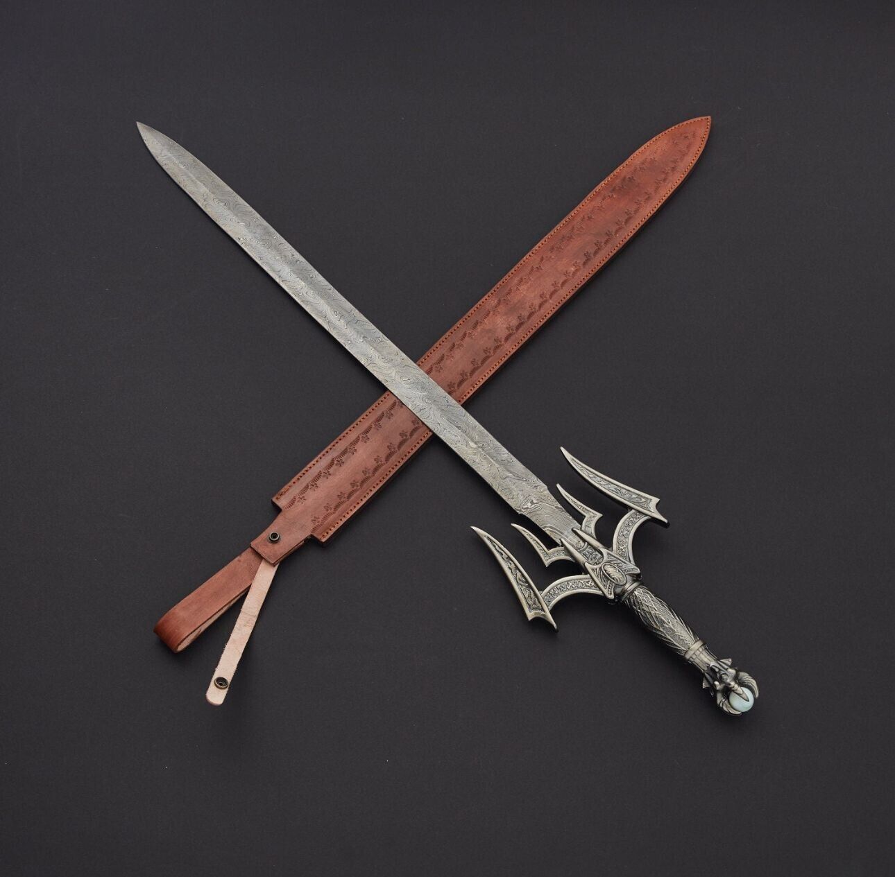Custom Handmade Damascus Steel Medieval Barbarian Sword | Fantasy Sword