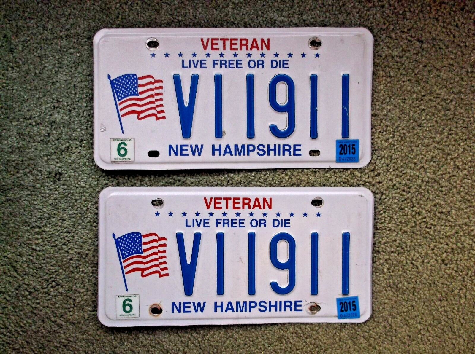 ✈✈✈✈🗽🗽🗽🗽   New Hampshire Veteran  License Plates