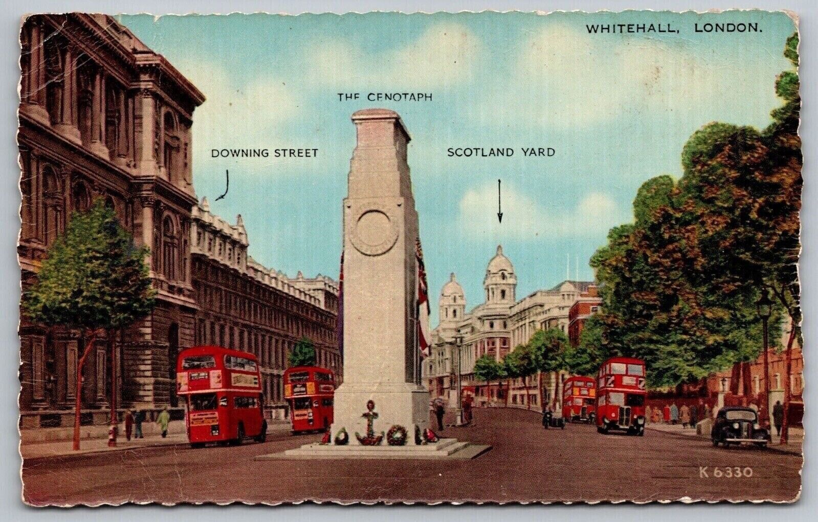 London Great Britain Whitehall Cenotaph Scotland Yard Streetview DB Postcard