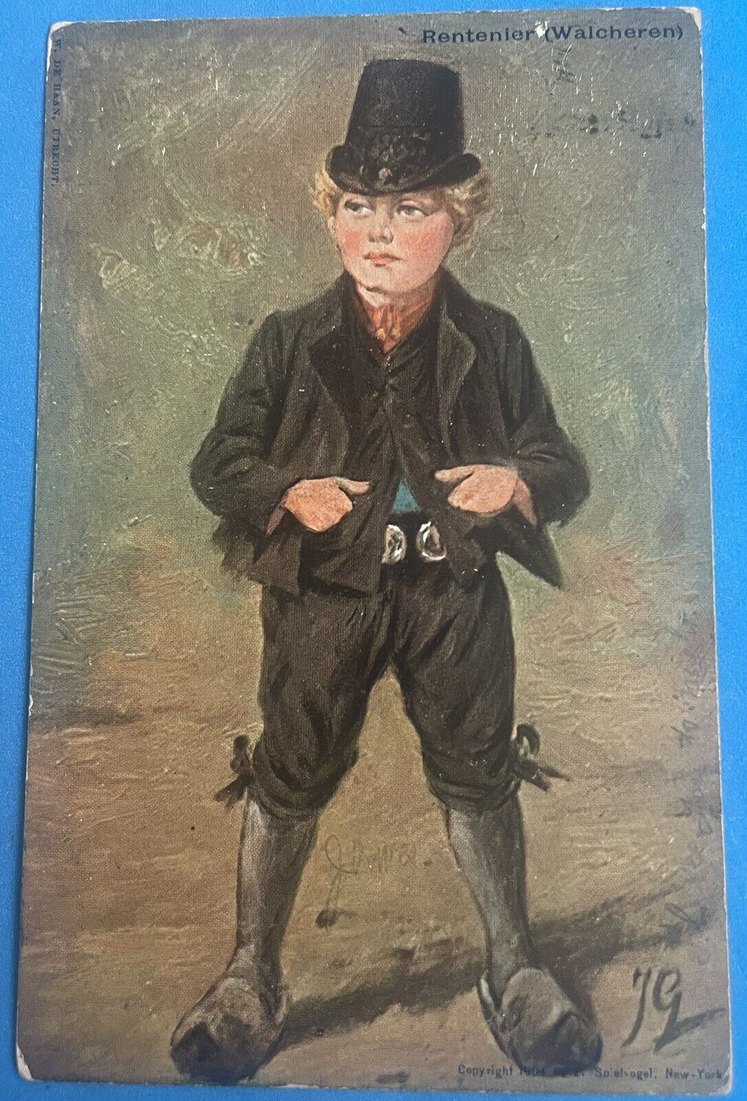 Antique Dutch Boy Postcard - Rentenier (Walcheren) W. De Haan, 1906