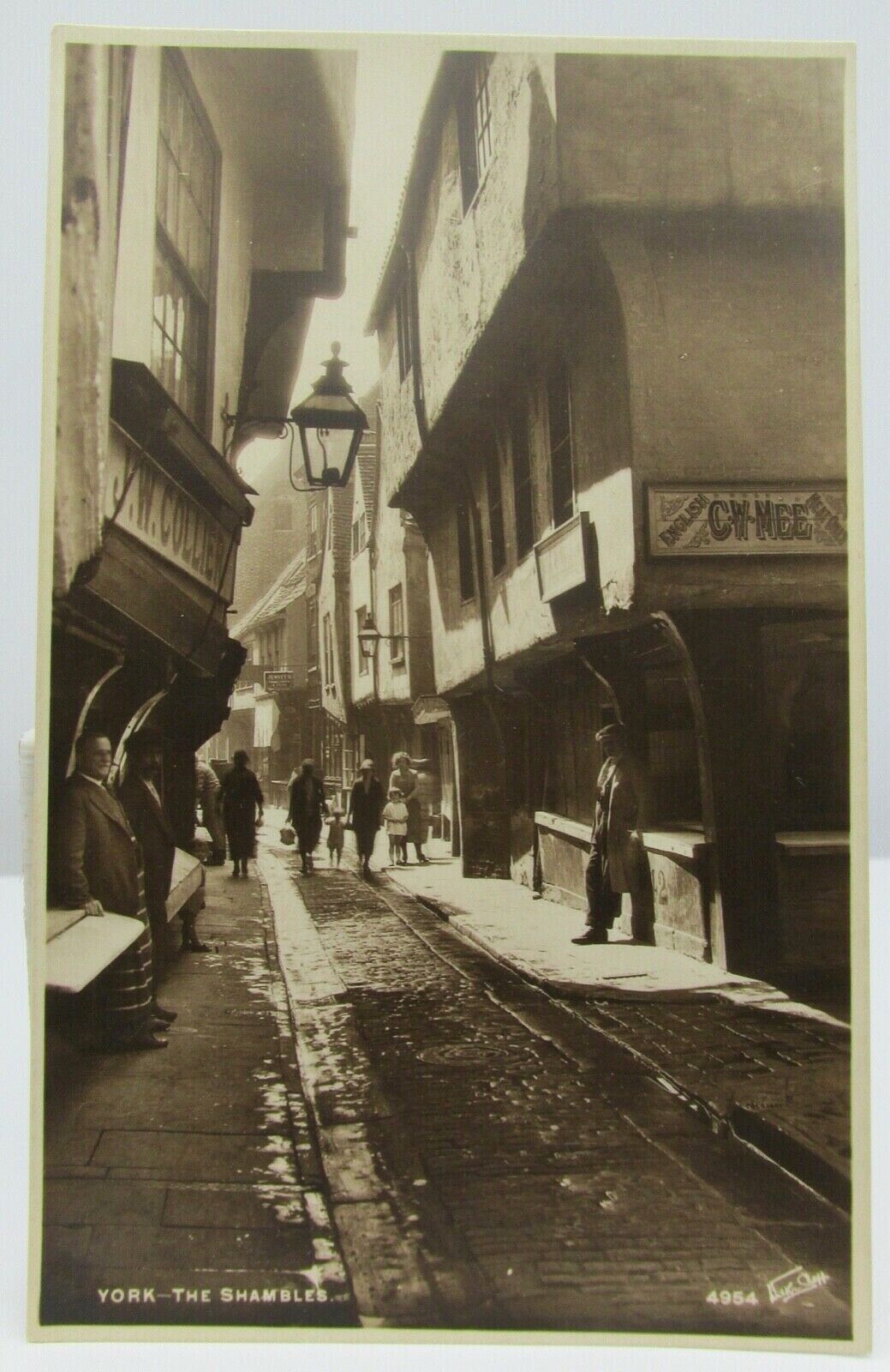 RPPC York, England  The Shambles  C.W. Mee Meats  J.W. Collier  Unposted~