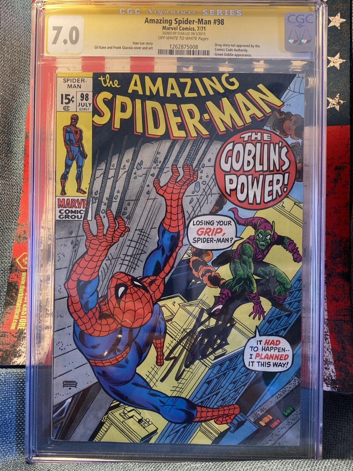Amazing Spider-Man #98 ss cgc 7.0.  Signed By Stan Lee..